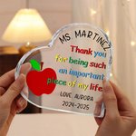 Personalized Flower Pencil Apple Heart Acrylic Plaque with Name Text and Date Back to School Teachers' Day Appreciation Gift for Teachers