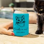 Personalized Multicolor Dog Cat Line Drawing Can Cooler Sleeve with Name and Date Wedding Party Birthday Gift for Pet Lovers Beer Lovers