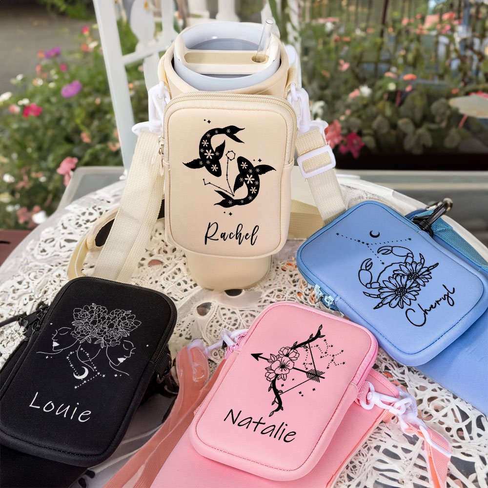 Personalizowane etui na butelkę z imieniem i znakiem zodiaku