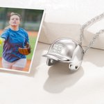 Personalised 3D Baseball Softball Helmet Pendant Necklace with Engraved Number Dainty Jewellery Game Day Birthday Gift for Ball Sports Lovers
