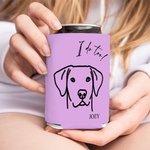 Personalized Multicolor Dog Cat Line Drawing Can Cooler Sleeve with Name and Date Wedding Party Birthday Gift for Pet Lovers Beer Lovers