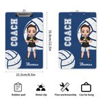 Personalised Cartoon Basketball Football Character Acrylic Clipboard with Name and Title Birthday Appreciation Gift for Coach Team Member