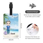 Personalisierter Cartoon Charakter Gepäckanhänger mit Namen Urlaub Reisezubehör Geburtstag Geschenk für Familie Reisen Liebhaber