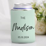 Personalized Multicolor Dog Cat Line Drawing Can Cooler Sleeve with Name and Date Wedding Party Birthday Gift for Pet Lovers Beer Lovers