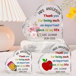 Personalized Flower Pencil Apple Heart Acrylic Plaque with Name Text and Date Back to School Teachers' Day Appreciation Gift for Teachers