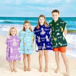 Serviette de plage à capuche personnalisée avec nom Dinosaur Fantasy Unicorn Multicolor Soft Quick Dry Beach Towel with Name Beach Pool Essentials Birthday Gift for Kids