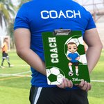 Personalised Cartoon Basketball Football Character Acrylic Clipboard with Name and Title Birthday Appreciation Gift for Coach Team Member