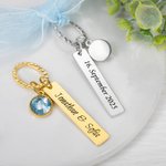Personalisierter Brautstrauß Anhänger mit Blauem Kristall und Text Gravur Etwas Blaues zur Hochzeit Geschenk zur Erinnerung für Braut