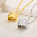 Personalised 3D Baseball Softball Helmet Pendant Necklace with Engraved Number Dainty Jewellery Game Day Birthday Gift for Ball Sports Lovers