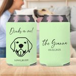 Personalized Multicolor Dog Cat Line Drawing Can Cooler Sleeve with Name and Date Wedding Party Birthday Gift for Pet Lovers Beer Lovers