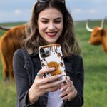 Personalisierte niedliche Hochlandkuh Double-Layer Handyhülle für iPhone mit Namen Geburtstagsgeschenk für Hochlandkuh-Liebhaber