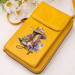 Personalisierte Cowgirl Hut Geburt Blume Stiefel PU Leder Crossbody Tasche Brieftasche mit Namen und Kartenschlitze Reisezubehör Geburtstag Geschenk für Frauen
