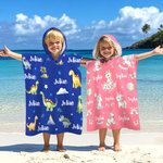 Serviette de plage à capuche personnalisée avec nom Dinosaur Fantasy Unicorn Multicolor Soft Quick Dry Beach Towel with Name Beach Pool Essentials Birthday Gift for Kids