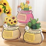 Personalisierter Sonnenblume Kaktus Blumentopf Ewiger Kalender Acryl Anhänger mit Text Tisch Deko Dankeschön Abschied Geschenk für Lehrer Lehrerinnen