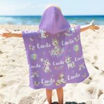 Serviette de plage à capuche personnalisée avec nom Dinosaur Fantasy Unicorn Multicolor Soft Quick Dry Beach Towel with Name Beach Pool Essentials Birthday Gift for Kids