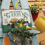 Personalized Cartoon Character Garden Metal Sign with Name Garden Decor Housewarming Birthday Gift for Grandma Mom Gardening Enthusiasts