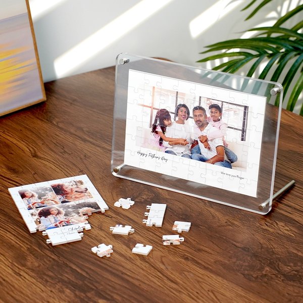 Henkilökohtainen 1-5 Valokuvat akryyli palapeli plaketti otsikko Home Decor syntymäpäivälahja perheelle ystävät