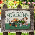 Personalized Cartoon Character Garden Metal Sign with Name Garden Decor Housewarming Birthday Gift for Grandma Mom Gardening Enthusiasts