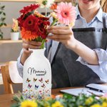 Vase à Fleurs en Céramique Personnalisé avec 1-8 Noms et Fleurs de Naissance à Motif Papillon Anniversaire Cadeau Fête des Mères pour Maman Famille