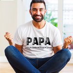 Personalisierte Papa Papa 100 % Baumwolle T-Shirt mit 1-5 Namen des Kindes Geburtstag Vatertag Geschenk für Mann