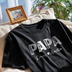 Personalisierte Papa Papa 100 % Baumwolle T-Shirt mit 1-5 Namen des Kindes Geburtstag Vatertag Geschenk für Mann