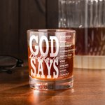 Spersonalizowana szklanka do whisky z imieniem na Dzień Ojca dla mężczyzny i chrześcijanina z napisem God Says Ebible Verse 10 uncji