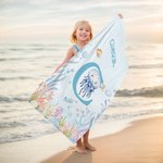 Personalized Underwater World Animal Quick Dry Oversized Beach Towel with Name and Initial Summer Vacation Essential Birthday Gift for Kids