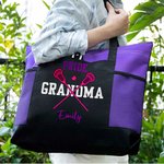 Personalized Lacrosse Player Silhouette Oxford Tote Bag with Text and Mesh Pocket Sports Event Mother's Day Birthday Gift for Lacrosse Lovers