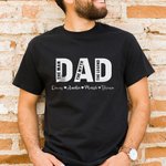 Personalisierte Papa Papa 100 % Baumwolle T-Shirt mit 1-5 Namen des Kindes Geburtstag Vatertag Geschenk für Mann