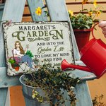 Personalized Retro Garden Cartoon Character Metal Sign with Name Garden Decor Housewarming Birthday Gift for Grandma Mom Gardening Lover