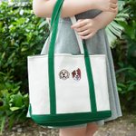 Bordado Personalizado 1-4 Perro Gato Mascota Retrato Fotos Lienzo Grande Bolsa Tote Regalo de Cumpleaños para Mamá Amantes de las Mascotas