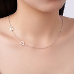 Henkilökohtainen Dainty Four Leaf Clover Paw Print kaulakoru Initial Anniversary Syntymäpäivälahja naisille Lemmikkieläinten omistajat Lovers