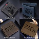 Portefeuille en Cuir Personnalisé avec 1 à 12 Noms et Photo Accessoire Plusieurs Emplacements pour Cartes Cadeau Anniversaire Fête des Pères pour Papa