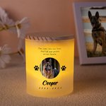 Personlig hund katt foto tassavtryck namn år minnesljusburk med LED-ljus och trälock sympati husdjursförlust gåva för husdjursägare
