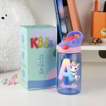 Bottiglia d'acqua per bambini da 16 oz con cannuccia e nome, regalo di compleanno e di ritorno a scuola per bambini.