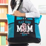 Personalized Lacrosse Player Silhouette Oxford Tote Bag with Text and Mesh Pocket Sports Event Mother's Day Birthday Gift for Lacrosse Lovers