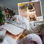 Henkilökohtainen kirjailtu Syntymä Kukka Koira Kissa Lemmikki Lemmikki muotokuva valokuva 100% puuvillaa Baseball Cap nimi Pet Keepsake syntymäpäivälahja lemmikkieläinten omistajille ystäville