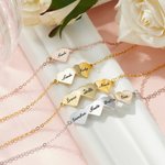 Bracciale personalizzato con 1-4 cuori con nomi incisi gioiello minimalista per donne festa della mamma anniversario matrimonio regalo per lei