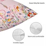 Personalized Birth Flower Butterfly Ballet Girl Soft Throw Pillow Cover with Name Home Decor Anniversary Birthday Gift for Girls Women Dancers