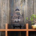 Henkilökohtainen ontto Initial Western Cow Tag puinen työpöydän koriste, jossa nimi ja haltija Home Farmhouse Decor Syntymäpäivälahja Kehystäjille Cow Loversille