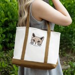 Bordado Personalizado 1-4 Perro Gato Mascota Retrato Fotos Lienzo Grande Bolsa Tote Regalo de Cumpleaños para Mamá Amantes de las Mascotas