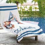 Spersonalizowany ręcznik plażowy Penguin Fox Animal Sailor Initial Oversized Quick Dry Beach Towel z imieniem Summer Essential Birthday Vacation Party Gift for Boys Girls