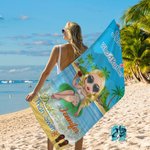 Spersonalizowany ręcznik plażowy z postacią z kreskówki na basen Miękki, szybkoschnący ręcznik plażowy z imieniem Letnie wakacje Prezent urodzinowy dla kobiet