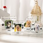 Personlig transparent akrylplakett med foto namn datum och tassavtryck av ditt husdjur som minnesgåva och tröstpresent till djurägare