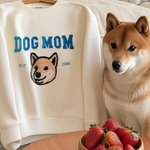 Gepersonaliseerd Geborduurd Hond Mam Huisdier Portret Foto T-shirt Sweatshirt Hoodie met Jaar Moederdag Verjaardagscadeau voor Mamma Huisdier Liefhebber Eigenaren