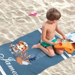 Spersonalizowany ręcznik plażowy Penguin Fox Animal Sailor Initial Oversized Quick Dry Beach Towel z imieniem Summer Essential Birthday Vacation Party Gift for Boys Girls