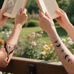 Personlig vanntett, giftfri midlertidig tatovering med navn eller initialer, sett med 2 bursdagsgaver til fantasy-elsker, bokelsker