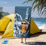 Personalizzato Campervan Cartoon Camping Character Quick Dry Oversized Beach Towel Summer Vacation Travel Holiday Gift for Campers Outdoor Enthusiasts