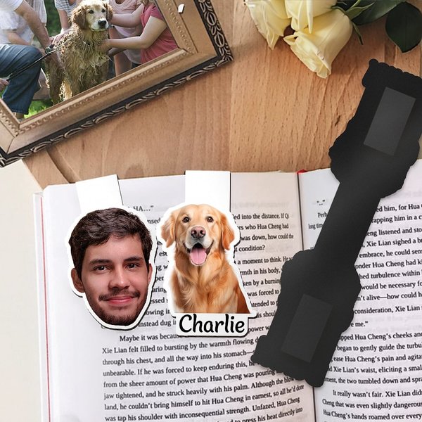 Personalisiertes magnetisches Lesezeichen mit Foto Portrait Namen Lesezubehör Schulanfang Geburtstag Geschenk für Leser Bücherwürmer