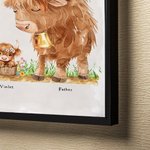 Personalized Highland Cow Family Poster Frameless Framed Painting with 2-17 Names Home Decor Birthday Mother's Day Father's Day Gift for Mom Dad